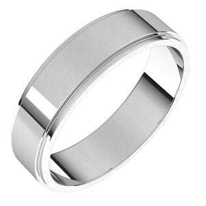 14K White 5 mm Flat Edge Band Size 9.6 - BN & CO JEWELRY