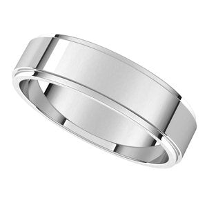 14K White 5 mm Flat Edge Band Size 9.6 - BN & CO JEWELRY