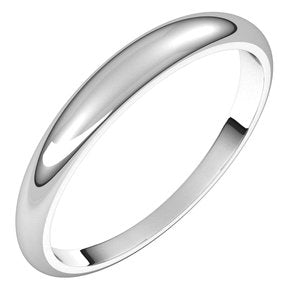 Platinum 3 mm Half Round Tapered Band Size 7.5 - BN & CO JEWELRY