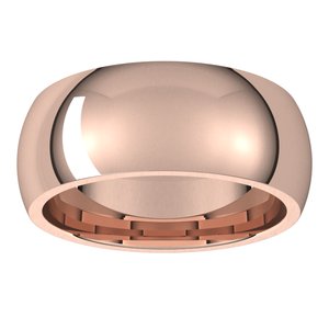 14K Rose 8 mm Half Round Comfort Fit Band Size 13 - BN & CO JEWELRY
