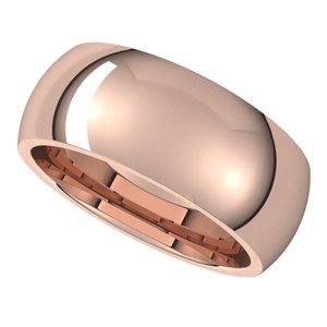 14K Rose 8 mm Half Round Comfort Fit Band Size 13 - BN & CO JEWELRY