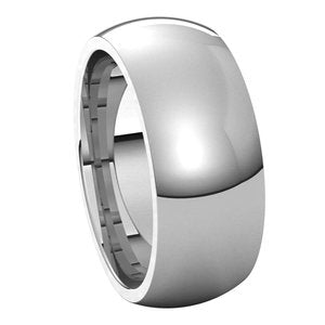 14K White 8 mm Half Round Comfort Fit Band Size 8 - BN & CO JEWELRY