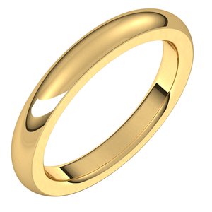 10K Yellow 3 mm Half Round Comfort Fit Heavy Band Size 6 - BN & CO JEWELRY