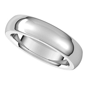 10K White 5 mm Half Round Comfort Fit Heavy Band Size 15 - BN & CO JEWELRY