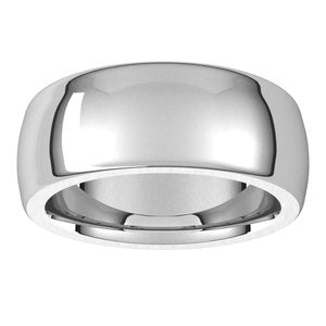 14K White 8 mm Half Round Comfort Fit Heavy Band Size 4.5 - BN & CO JEWELRY