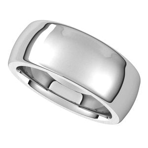 14K White 8 mm Half Round Comfort Fit Heavy Band Size 4.5 - BN & CO JEWELRY