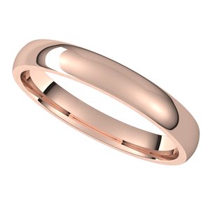 14K Rose 3 mm Half Round Comfort Fit Light Band Size 8 - BN & CO JEWELRY