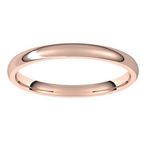 18K Rose 2 mm Half Round Comfort Fit Light Band Size 6 - BN & CO JEWELRY