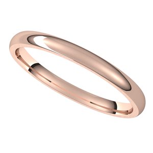 18K Rose 2 mm Half Round Comfort Fit Light Band Size 6 - BN & CO JEWELRY