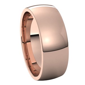 14K Rose 7 mm Half Round Comfort Fit Light Band - BN & CO JEWELRY