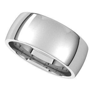 18K White 8 mm Half Round Comfort Fit Light Band Size 8.5 - BN & CO JEWELRY