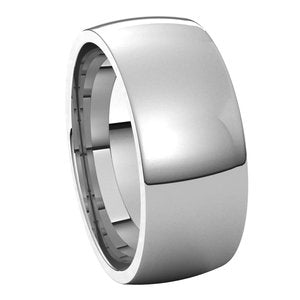 18K White 8 mm Half Round Comfort Fit Light Band Size 8.5 - BN & CO JEWELRY