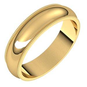 14K Yellow 5 mm Milgrain Half Round Band Size 8 - BN & CO JEWELRY