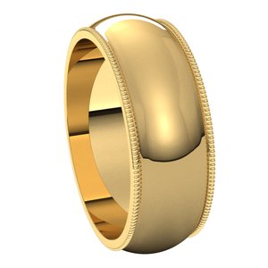 14K Yellow 7 mm Milgrain Half Round Band - BN & CO JEWELRY