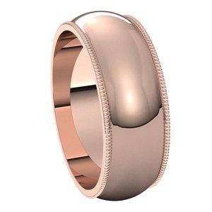 14K Rose 7 mm Milgrain Half Round Band - BN & CO JEWELRY