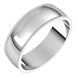 Platinum 6 mm Milgrain Half Round Light Band Size 8.5 - BN & CO JEWELRY