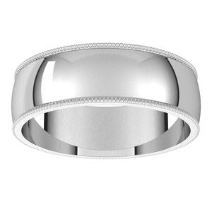 Platinum 6 mm Milgrain Half Round Light Band Size 8.5 - BN & CO JEWELRY