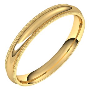 14K Yellow 3 mm Milgrain Half Round Comfort Fit Band Size 4.5 - BN & CO JEWELRY