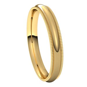 14K Yellow 3 mm Milgrain Half Round Comfort Fit Band Size 4.5 - BN & CO JEWELRY