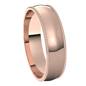 14K Rose 5 mm Milgrain Half Round Comfort Fit Light Band Size 9.5 - BN & CO JEWELRY