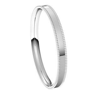 14K White 2.5 mm Milgrain Flat Comfort Fit Band Size 7.5 - BN & CO JEWELRY