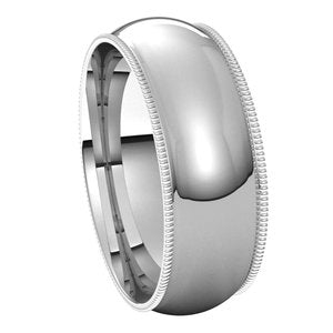 10K White 7 mm Milgrain Half Round Comfort Fit Band - BN & CO JEWELRY