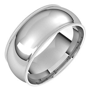 14K White 8 mm Milgrain Half Round Comfort Fit Band Size 11.5 - BN & CO JEWELRY