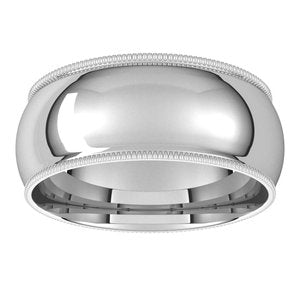 14K White 8 mm Milgrain Half Round Comfort Fit Band Size 11.5 - BN & CO JEWELRY