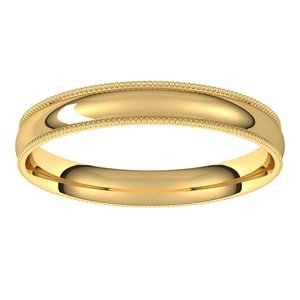 10K Yellow 3 mm Milgrain Half Round Comfort Fit Light Band Size 8 - BN & CO JEWELRY