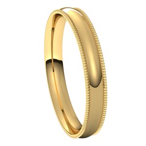 10K Yellow 3 mm Milgrain Half Round Comfort Fit Light Band Size 8 - BN & CO JEWELRY