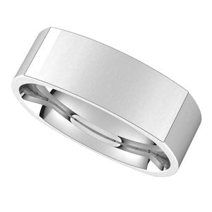 18K White 6 mm Square Comfort Fit Band Size 8 - BN & CO JEWELRY