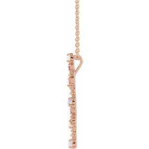 14K Rose Ethiopian Opals, Pink Sapphires & 1/8 CTW Diamond Scattered Bar 16-18" Necklace - BN & CO JEWELRY