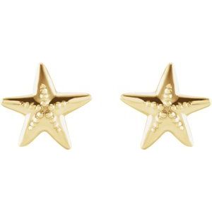 14K Yellow 6.7x6.6 mm Starfish Earrings - BN & CO JEWELRY
