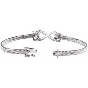 14K White 1/8 CTW Natural Diamond Bangle 6 1/2†Bracelet - BN & CO JEWELRY