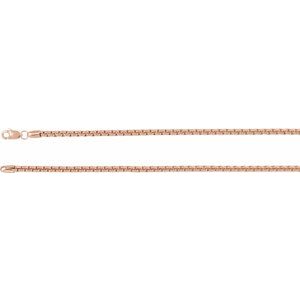 14K Rose 2.6 mm Rounded Box Chain 7" Bracelet - BN & CO JEWELRY