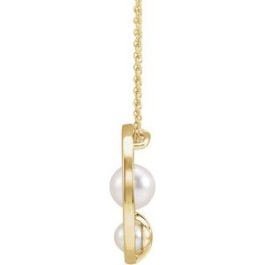 14K Yellow Cultured White Akoya Pearl Hold You Forever® 16-18" Necklace - BN & CO JEWELRY
