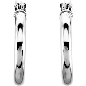 14K White 15 mm Huggie Hoop Earrings - BN & CO JEWELRY