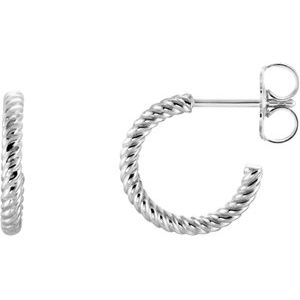 14K White 12 mm Rope Hoop Earrings - BN & CO JEWELRY