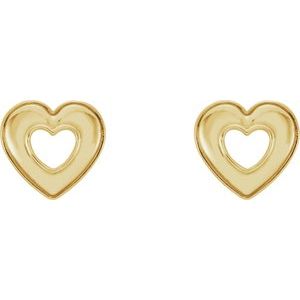 14K Yellow 8.5x8 mm Heart Earrings - BN & CO JEWELRY