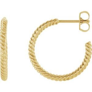 14K Yellow 17 mm Rope Hoop Earrings - BN & CO JEWELRY