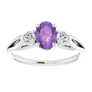 14K White Amethyst & 1/5 CTW Diamond Ring - BN & CO JEWELRY