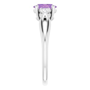 14K White Amethyst & 1/5 CTW Diamond Ring - BN & CO JEWELRY