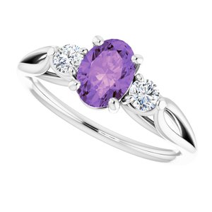 14K White Amethyst & 1/5 CTW Diamond Ring - BN & CO JEWELRY