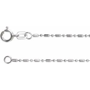 14K White 1.15 mm Alternating Diamond-Cut Bead Chain 7" Bracelet - BN & CO JEWELRY