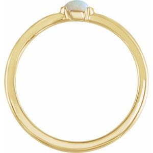 14K Yellow Natural White Ethiopian Opal Stackble Ring - BN & CO JEWELRY
