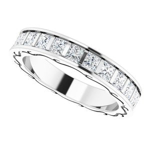 14K White 2 1/3 CTW Diamond Square Band Size 7 - BN & CO JEWELRY