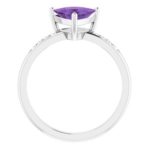 14K White Natural Amethyst & .08 CTW Natural Diamond Ring - BN & CO JEWELRY