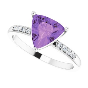 14K White Natural Amethyst & .08 CTW Natural Diamond Ring - BN & CO JEWELRY