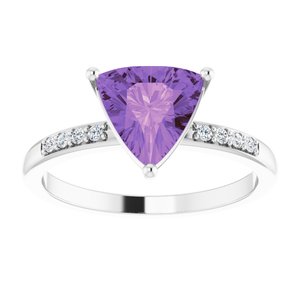 14K White Natural Amethyst & .08 CTW Natural Diamond Ring - BN & CO JEWELRY