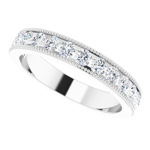 14K White 7/8 CTW Natural Diamond Milgrain Anniversary Band - BN & CO JEWELRY